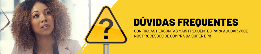 Banner de dúvidas frequentes com o texto: Dúvidas frequentes. O banner é azul e tem o texto em branco. O banner é um retângulo com o texto no centro.
